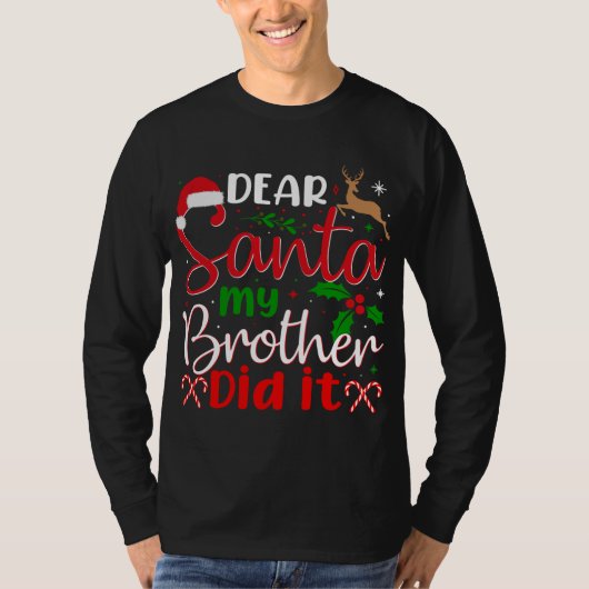 Santa My Brother親愛 It It Christmas Pajama Tシャツ (正面)