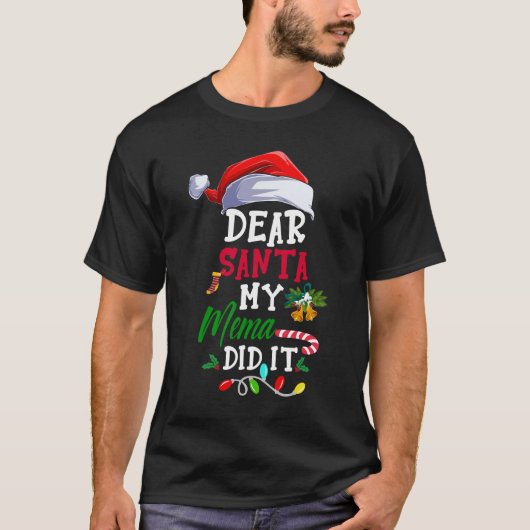 Santa My Mema親愛がクリスマスのパジャマおもしろいをやった Tシャツ (正面)