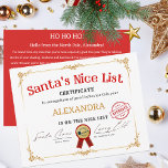 Santa Niceリスト名前をカスタムするクリスマス証明書 シーズンカード<br><div class="desc">この魔法の「サンタ・ニース・リスト証明書」は、年間を通して良い行動を認識し祝ている、楽しくフェスティバル的な記念品だ。クラシックとデザインをエレガント各コーナーに金色の装飾が施され縁どた白い背景を持つ。タイトル「サンタのニースリスト」は、赤、はっきりした文字、すぐに目を引くの上によくはしゃぐ目立って表示される。タイトルの下に「CERTIFICATE」という言葉が書黒いことば後を追で、「今年の良い行いを認めて」という言葉が掲げられている。 「このクリックテンプレートをパーソナライズ」して、名前をカスタムするを金ゴールド色の大きな大文字で簡単に表示し、証明書の焦点にする。名前の下に「IS ON THE NICE LIST」という文字が小さい書黒い文字であり、業績を強調している。右側には、赤い「APPROVED」スタンプが公式touchを追加し、証明書の信頼性を高める。下部には、2つの署名がある：「サンタクロース」離れと、右側の「ラリー小妖精や小人」と、それぞれのタイトルの下に「サンタクロース」と「小妖精や小人管理者」を付け書ている。中央にはサンタのソリとトナカイのシルエットを特徴とする金ゴールドシール付きの赤いリボンが配置され、名声のtouchが加わる。この証魅力的明書は、休暇シーズン中に子供たちに報酬を与え、良い行動を奨励したいと思う両親、祖父母、保護者に最適である。子供の名パーソナライズされた前とサンタの背中の特別なメモで、思い出に残る記念ユニーク品になる。証明書の裏は黒い赤で白い文字が付いており、フェスティバルに追加され感じる。この思慮深く楽しい証明書は、それを受け取る子供に喜びと興奮をもたらすに違いない。</div>