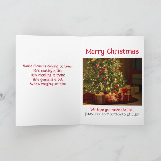 Santa Nice Listいけな Christmasのパーソナライズ名 シーズンカード (内部)