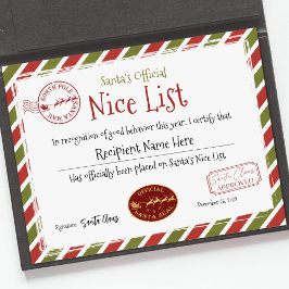 Santa Nice List証明書、Santa Claus Nice List