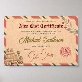 Santa Nice List Certificate ポスター