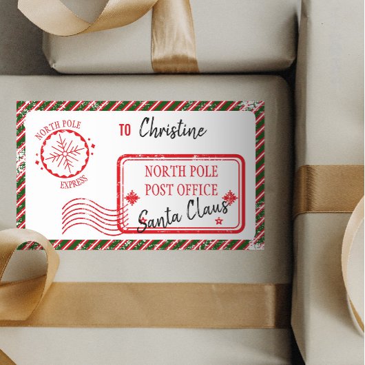 Santa North Pole Deliveryからのクリスマスメール 長方形シール