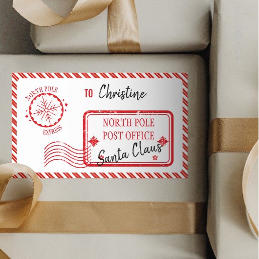 Santa North Pole Deliveryからのクリスマスメール 長方形シール