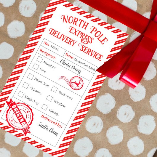 Santa North Pole Deliveryからのクリスマスメール 長方形シール