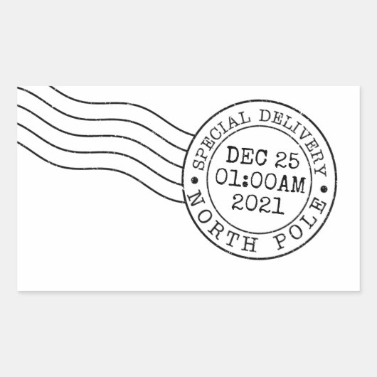 santa north pole express delivery secret gift post 長方形シール (正面)