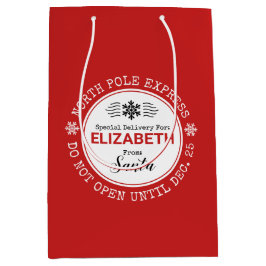 Santa North Pole Special Delivery Christmas ミディアムペーパーバッグ