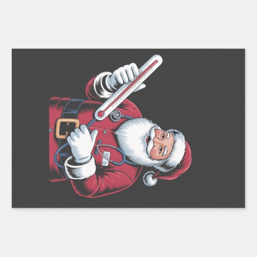 Santa Nurse Xmas Nursing Healthcare Worker   ラッピングペーパーシート (正面)