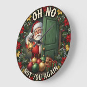 Santa Oh No Not Again ラージ壁時計 (傾斜)