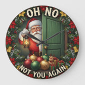 Santa Oh No Not Again ラージ壁時計 (正面)