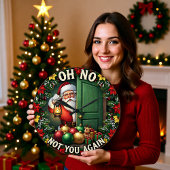 Santa Oh No Not Again ラージ壁時計