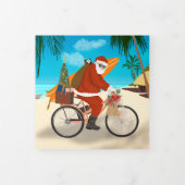 Santa on a bicycle in Tropics Holiday Photo 三つ折りカード (カバー)