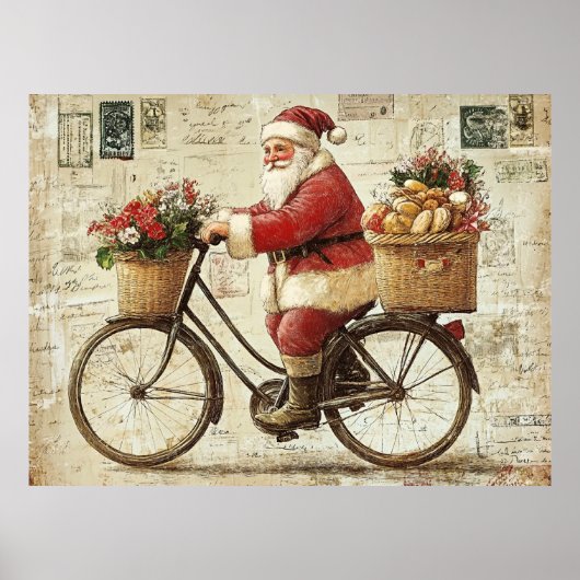 Santa on a Bike, vintage, ポスター (正面)