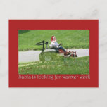 Santa on a lawnmower Holiday Customer Annovation シーズンポストカード<br><div class="desc">芝生や気にランドスケープの休日のお客様の感謝カードもグリーティングカードとして利用可能。この可愛いサンタを持つ顧客に感謝の意を示す乗用芝刈り機カード。</div>