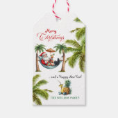 Santa on a Tropical Island Christmas ギフトタグ (正面)