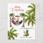Santa on a Tropical Island Christmas シーズンポストカード (正面)