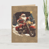 Santa on Motorcycle christmas card カード (正面)