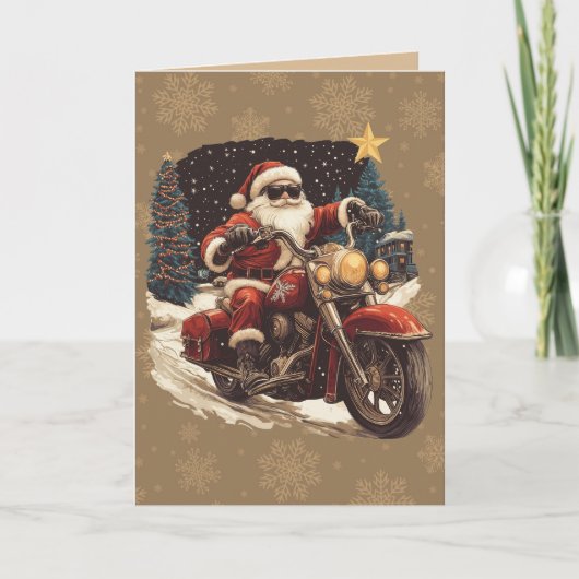 Santa on Motorcycle christmas card カード (正面)