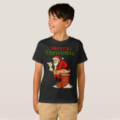Santa Ong Down Chimney Shirt Funny Naughty Xmas Sa Tシャツ (正面フル)