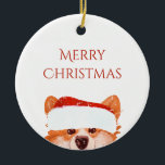 Santa Orange Corgi Christmas  セラミックオーナメント<br><div class="desc">Cute orange corgi illustration Merry Christmas- customizable name gift tag. 
Merry Christmas!</div>