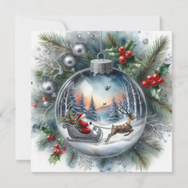 Santa ornamen Flat Holiday Card シーズンカード