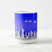Santa Over New York City Christmas Blue Mug コーヒーマグカップ (中央)