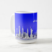 Santa Over New York City Christmas Blue Mug コーヒーマグカップ (正面左)