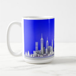 Santa Over New York City Christmas Blue Mug コーヒーマグカップ