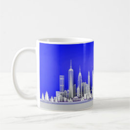 Santa Over New York City Christmas Blue Mug コーヒーマグカップ