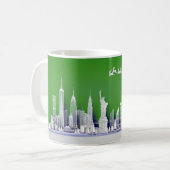 Santa Over New York City Christmas Green Mug コーヒーマグカップ (正面左)