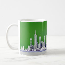 Santa Over New York City Christmas Green Mug コーヒーマグカップ