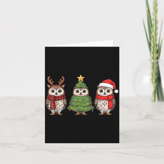 Santa Owl Christmas Tree Owl Lover Animal Xmas Paj カード (正面)