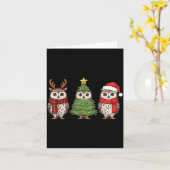 Santa Owl Christmas Tree Owl Lover Animal Xmas Paj カード (黄色い花)