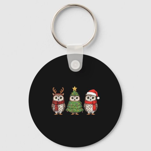 Santa Owl Christmas Tree Owl Lover Animal Xmas Paj キーホルダー (正面)