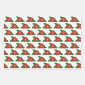 Santa Owl, Christmas Tree & Poinsettia ラッピングペーパーシート (正面3)