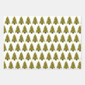 Santa Owl, Christmas Tree & Poinsettia ラッピングペーパーシート (正面2)