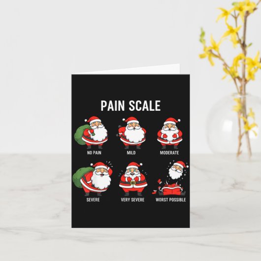 Santa Pain Scale Funny Christmas Design For Nurse  カード (黄色い花)