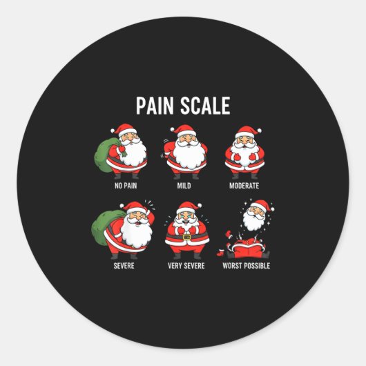 Santa Pain Scale Funny Christmas Design For Nurse  ラウンドシール (正面)