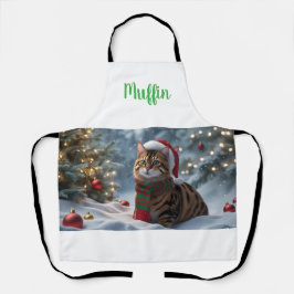 Santa Paws Bengal Cat Christmas Personalized  エプロン