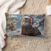 Santa Paws Bengal Cat Christmas Personalized  ランバークッション (ブランケット)