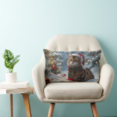 Santa Paws Bengal Cat Christmas Personalized  ランバークッション (椅子)