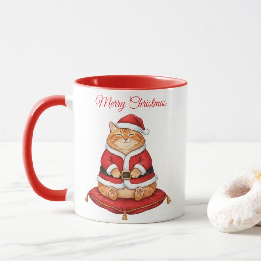 Santa Paws Cat Christmas Coffee Mug マグカップ (ドーナツ)