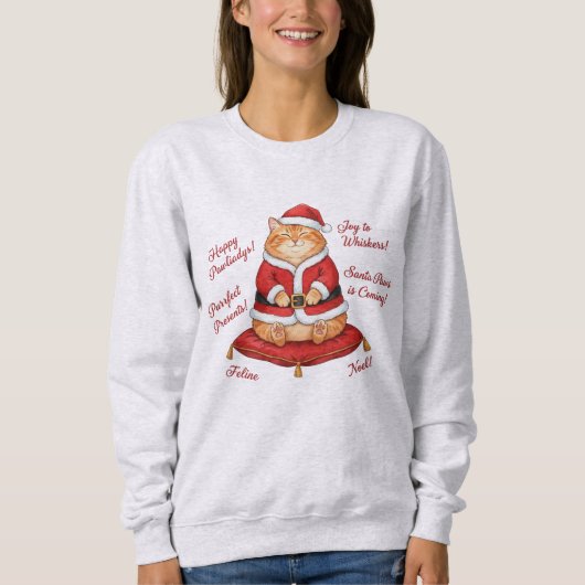 Santa Paws Cat Christmas Sweatshirt スウェットシャツ (正面)