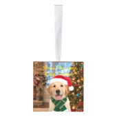 Santa Paws Christmas-Golden Retriever Holiday  キューブオーナメント (右)