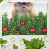 Santa Paws Corgi Holiday Kitchen Design キッチンタオル (折り畳み)
