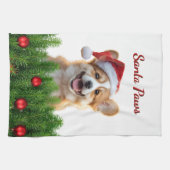 Santa Paws Corgi Holiday Kitchen Design キッチンタオル (横)