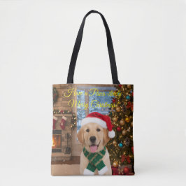 Santa Paws–Festive Golden Retriever Shopper トートバッグ