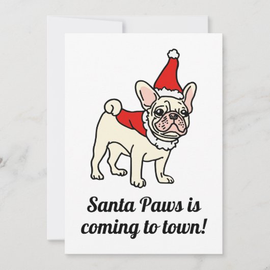 Santa Paws Frenchie Christmas 招待状 (正面)