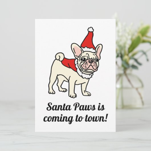 Santa Paws Frenchie Christmas 招待状 (スタンド正面)