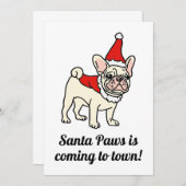 Santa Paws Frenchie Christmas 招待状 (正面/裏面)